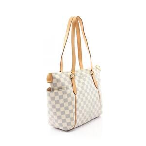 Louis Vuitton Leather Canvas Bag White Totally Azur Tote Damier